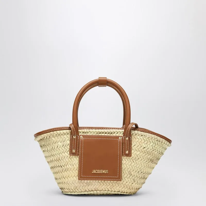 Le Petit Panier Soli Brown Raffia Bag made by Jacquemus