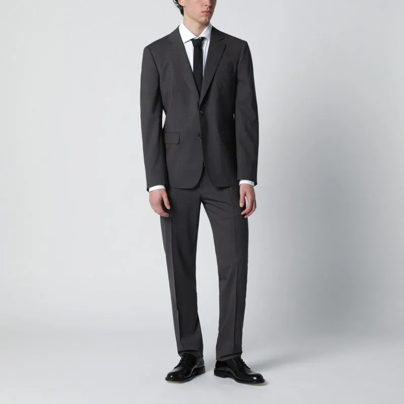 Grey Single-Breasted Suit In Wool Blend sold by Wanan Luxury