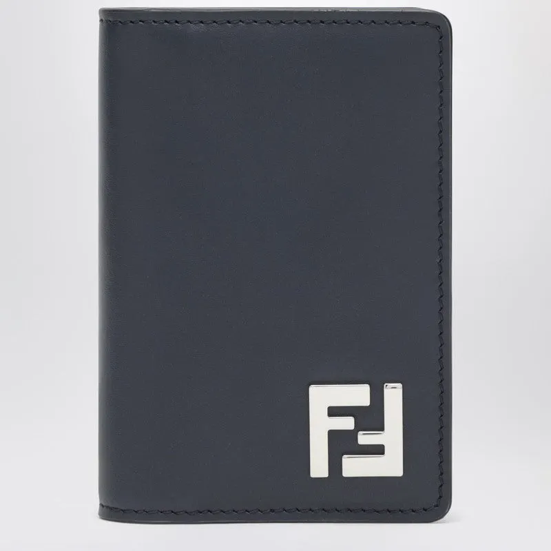 Dark Blue Leather And Ff Canvas Card Holder sold by Wanan Luxury