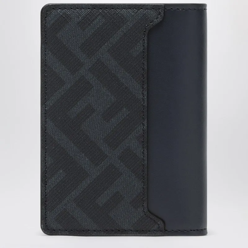 Dark Blue Leather And Ff Canvas Card Holder sold by Wanan Luxury product image thumbnail 2