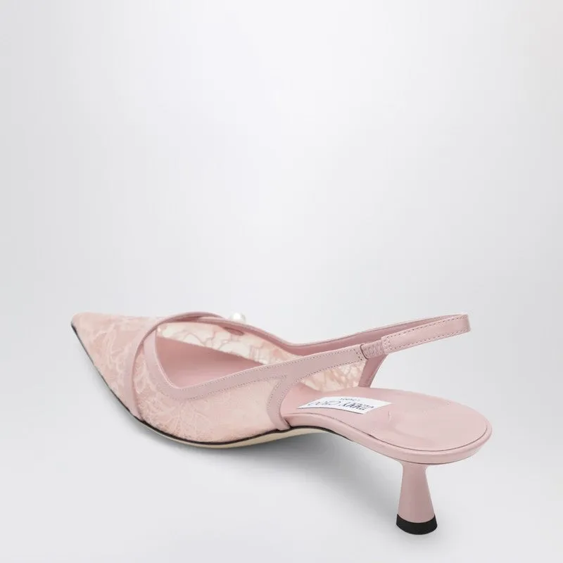 Amita 45 Slingback Pumps In Pink Leather And Lace sold by Wanan Luxury product image thumbnail 2