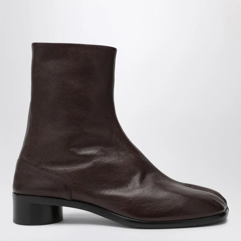 Brown Leather Tabi Ankle Boots sold by Wanan Luxury