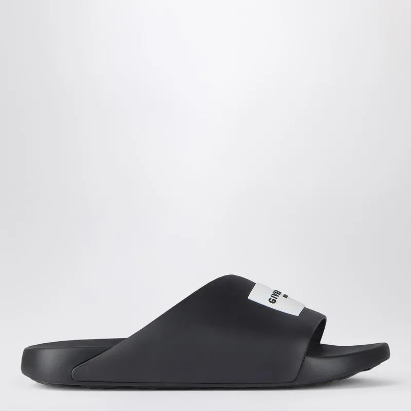 Black Rubber Label Slide Flat Mules sold by Wanan Luxury
