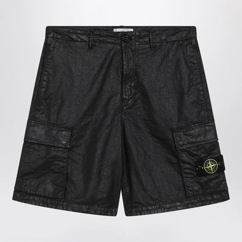 Black Cargo Bermuda Shorts With Relaxed Fit sold by Wanan Luxury