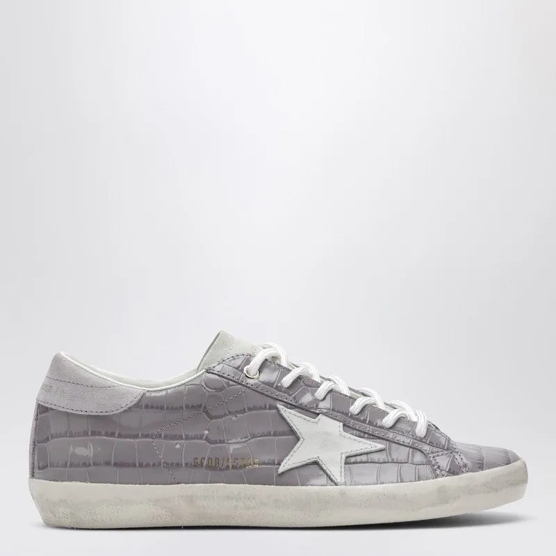 Super-Star Sneakers Lilac Crocodile-Effect Leather made by Golden Goose