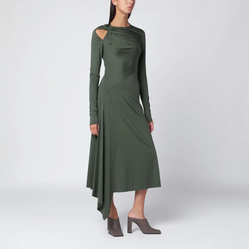 Midi Dress In Oregano Green With Interlace sold by Wanan Luxury