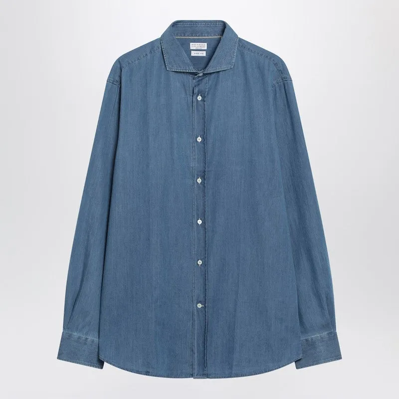 Light Blue Easy Fit Denim Shirt sold by Wanan Luxury
