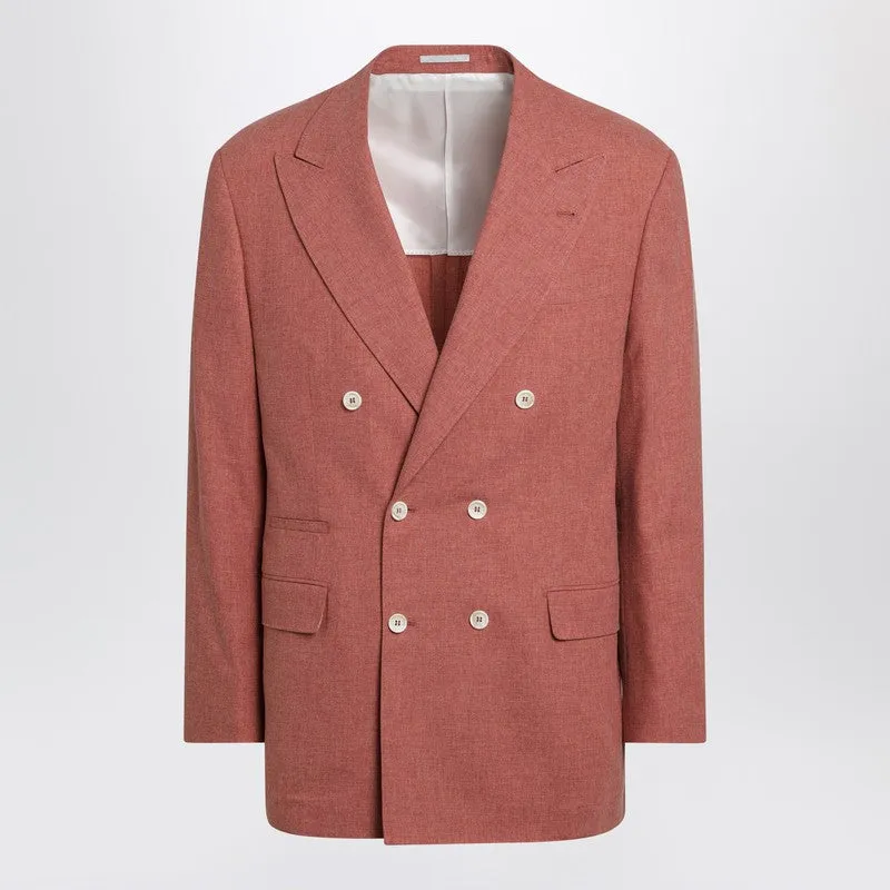 Peach Double-Breasted Wool-Blend Jacket sold by Wanan Luxury