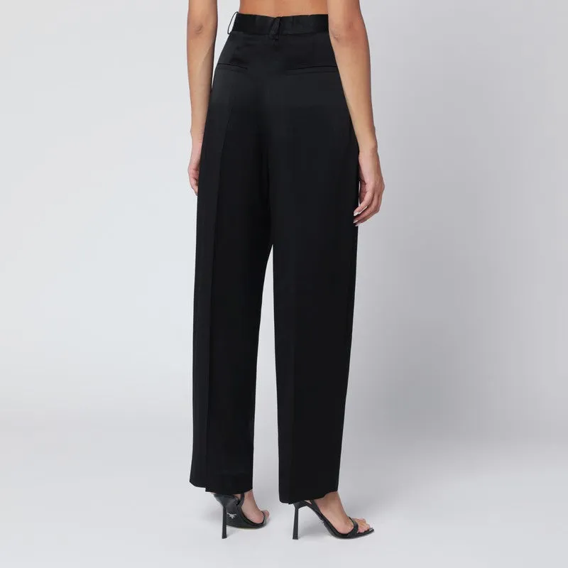 Black Pleated Trousers In Crêpe Satin sold by Wanan Luxury product image thumbnail 2