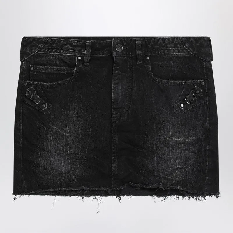 Washed Black City Mini Denim Skirt sold by Wanan Luxury