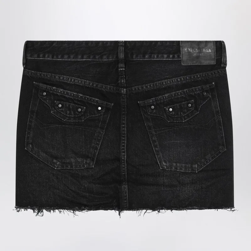 Washed Black City Mini Denim Skirt sold by Wanan Luxury product image thumbnail 2