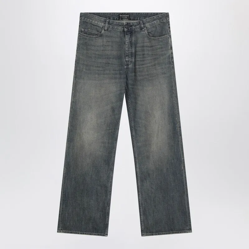 Loose Washed Jeans In Blue/Grey/Yellow sold by Wanan Luxury