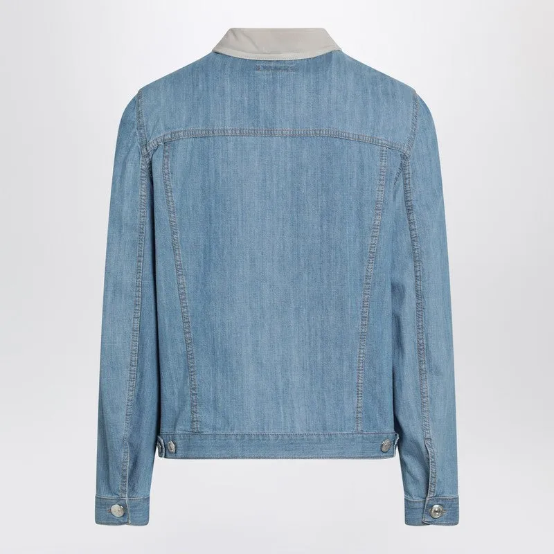 Blue Denim Jacket With Suede Collar sold by Wanan Luxury product image thumbnail 2