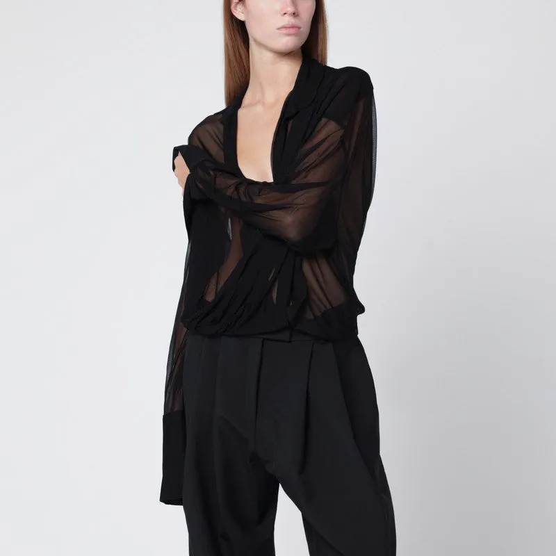 Semi-Transparent Black Blouse sold by Wanan Luxury