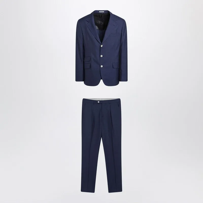 Blue Single-Breasted Wool Suit sold by Wanan Luxury
