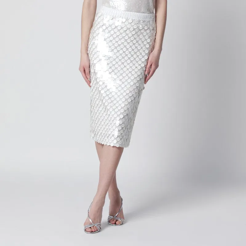 Cream Sequin Pencil Skirt sold by Wanan Luxury