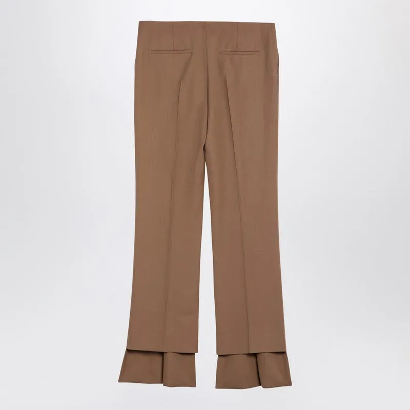 Beige Asymmetrical Wool Trousers sold by Wanan Luxury product image thumbnail 2