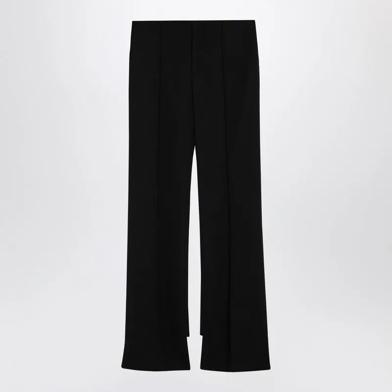 Black Asymmetrical Wool Trousers sold by Wanan Luxury