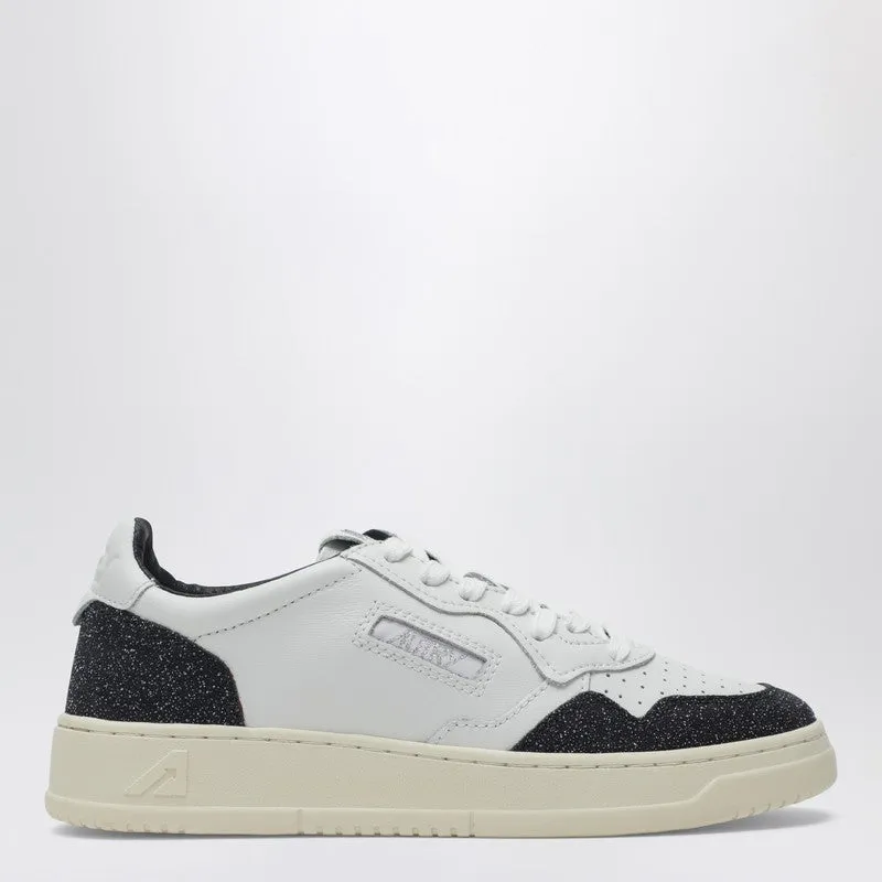 Medalist Low Sneakers In White And Black Leather With Glitter sold by Wanan Luxury