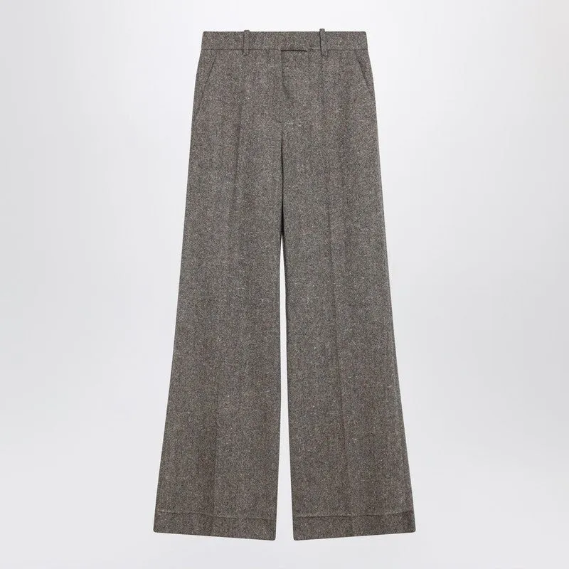 Ivory/Brown Patterned Wool Trousers sold by Wanan Luxury