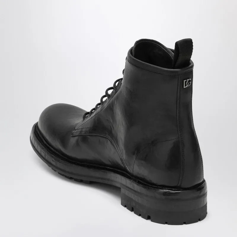 Black Lace-Up Leather Ankle Boot sold by Wanan Luxury product image thumbnail 2