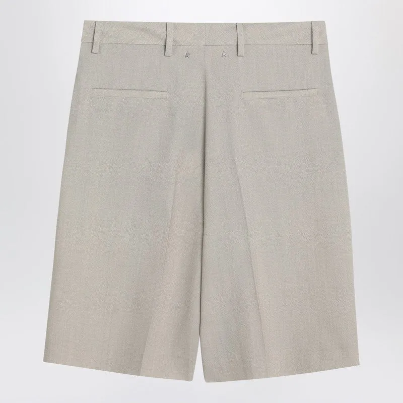 Beige Mélange Wool-Blend Bermuda sold by Wanan Luxury product image thumbnail 2