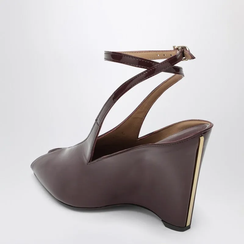 Peep Toe Wedge Sandals In Bordeaux sold by Wanan Luxury product image thumbnail 2