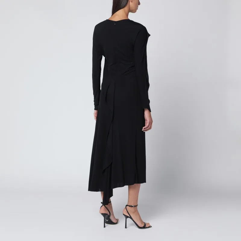 Black Midi Dress In Draped Jersey sold by Wanan Luxury product image thumbnail 2