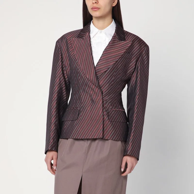 Burgundy Striped Jacket With Padded Balls sold by Wanan Luxury