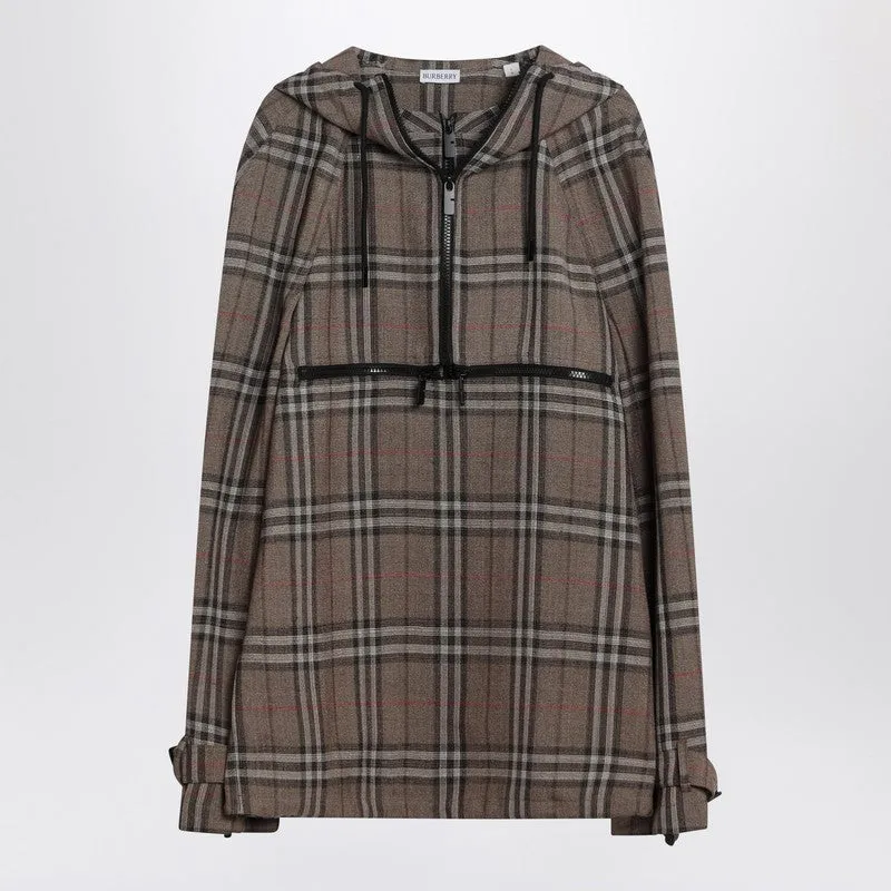 Half-Zip Jacket With Check Pattern In Silk Blend made by Burberry