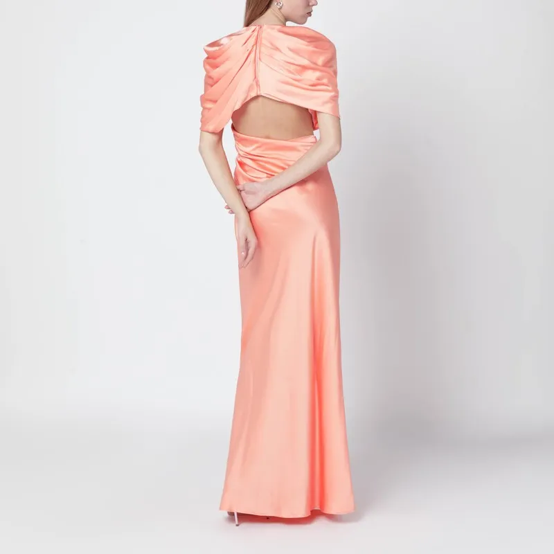 Pink Shiny Satin Maxi Dress sold by Wanan Luxury product image thumbnail 2
