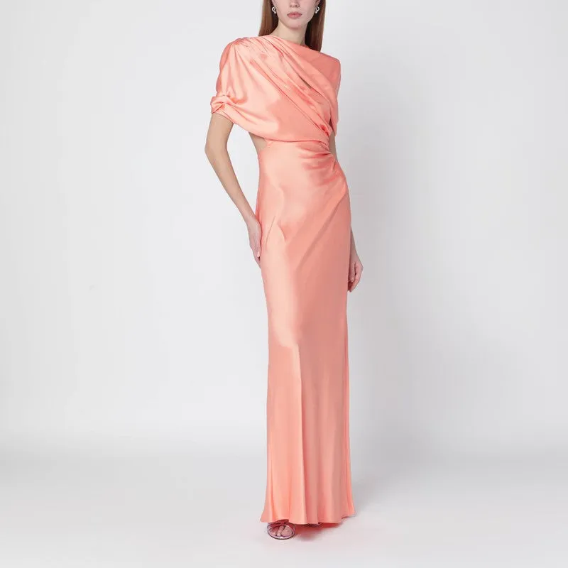 Pink Shiny Satin Maxi Dress sold by Wanan Luxury