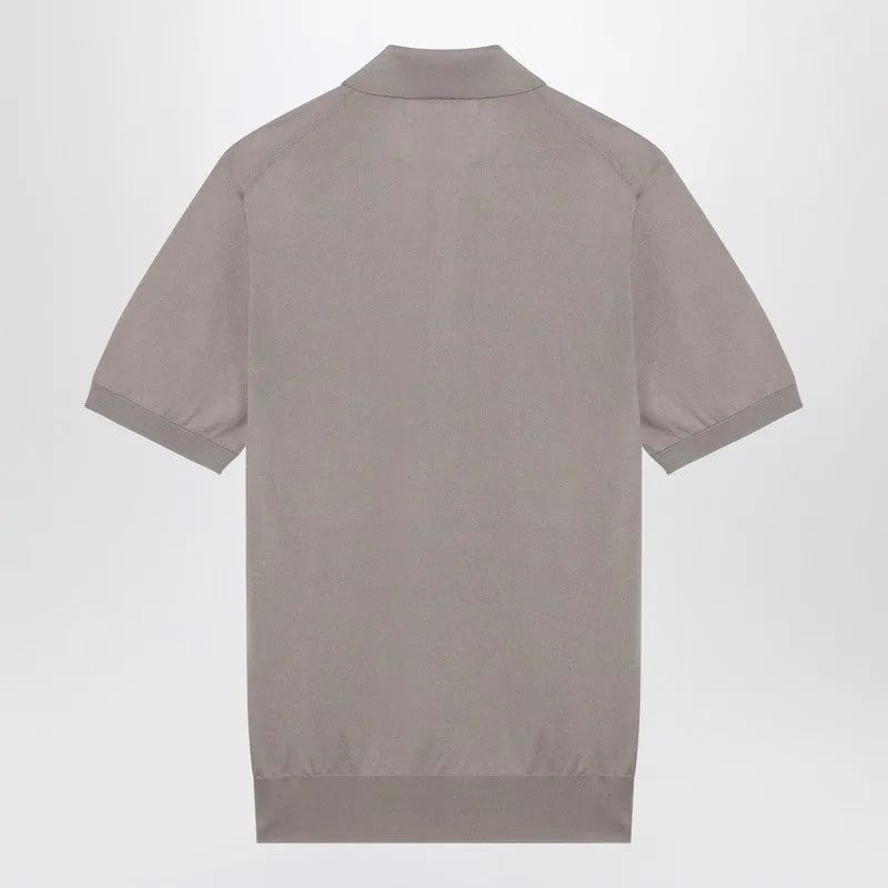 Light Brown Cotton Knit Polo Shirt sold by Wanan Luxury product image thumbnail 2