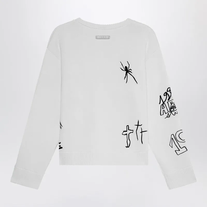 Embroidery Crop Knit Round Neck White sold by Wanan Luxury product image thumbnail 2
