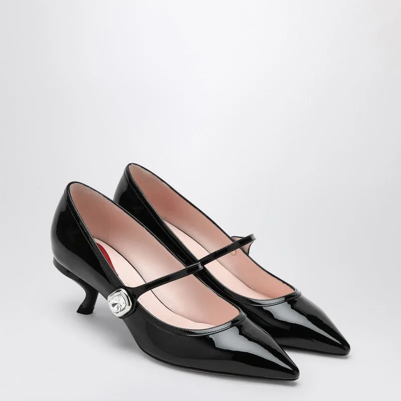 Black Patent Leather Mary Jane Virgule Decolletés made by Wanan Luxury