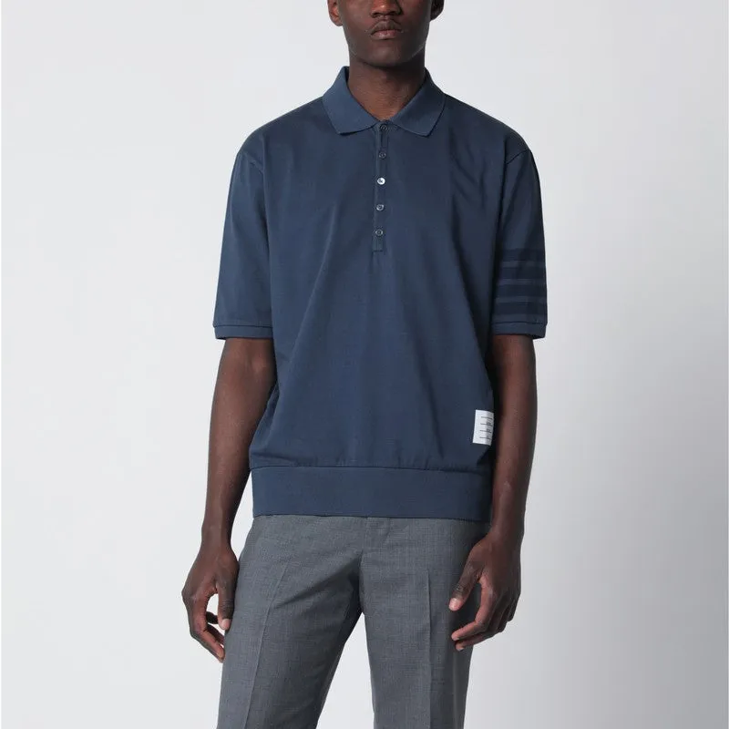 Navy Blue Cotton Polo Shirt sold by Wanan Luxury