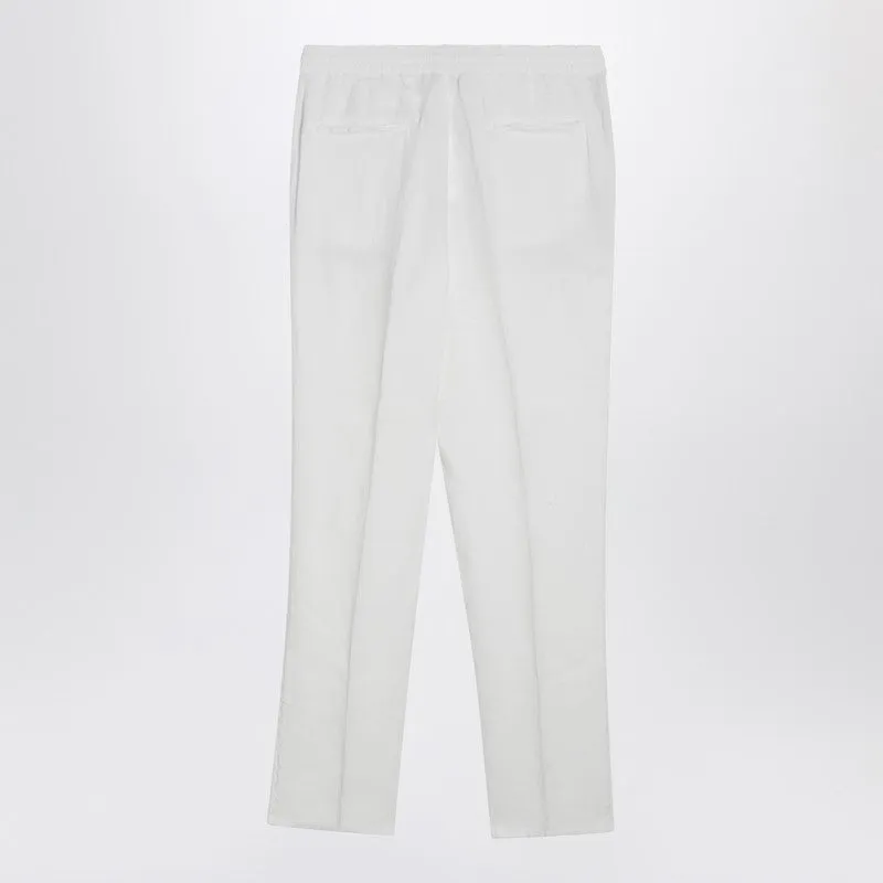 White Linen Drawstring Trousers sold by Wanan Luxury product image thumbnail 2