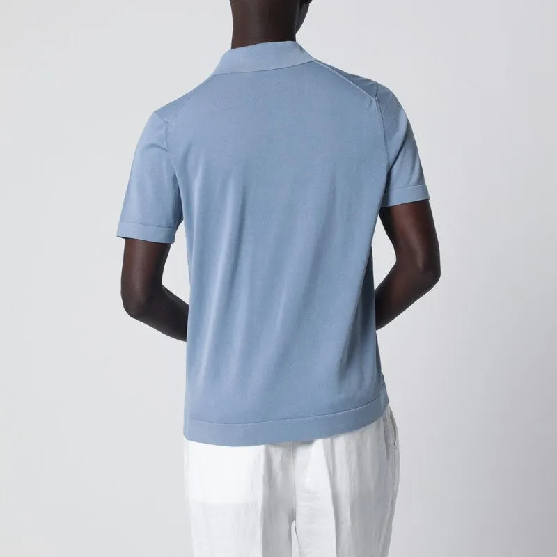 Light Blue Cotton Knit Polo sold by Wanan Luxury product image thumbnail 2