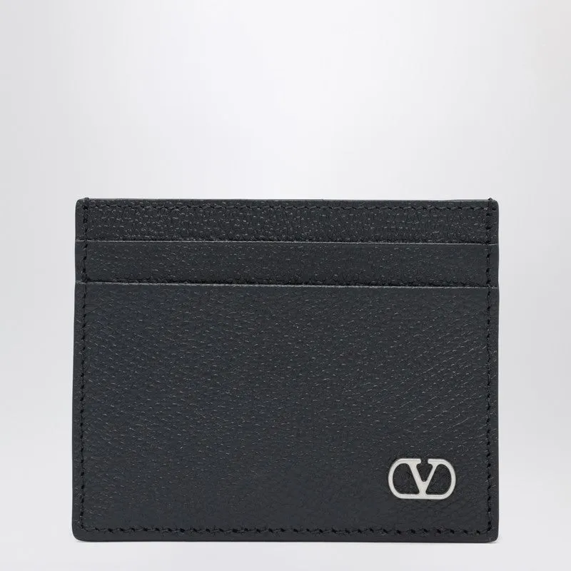 V Logo Signature Card Holder In Black sold by Wanan Luxury