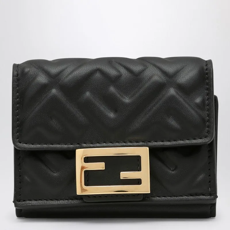 Black Micro Trifold Baguette Wallet sold by Wanan Luxury