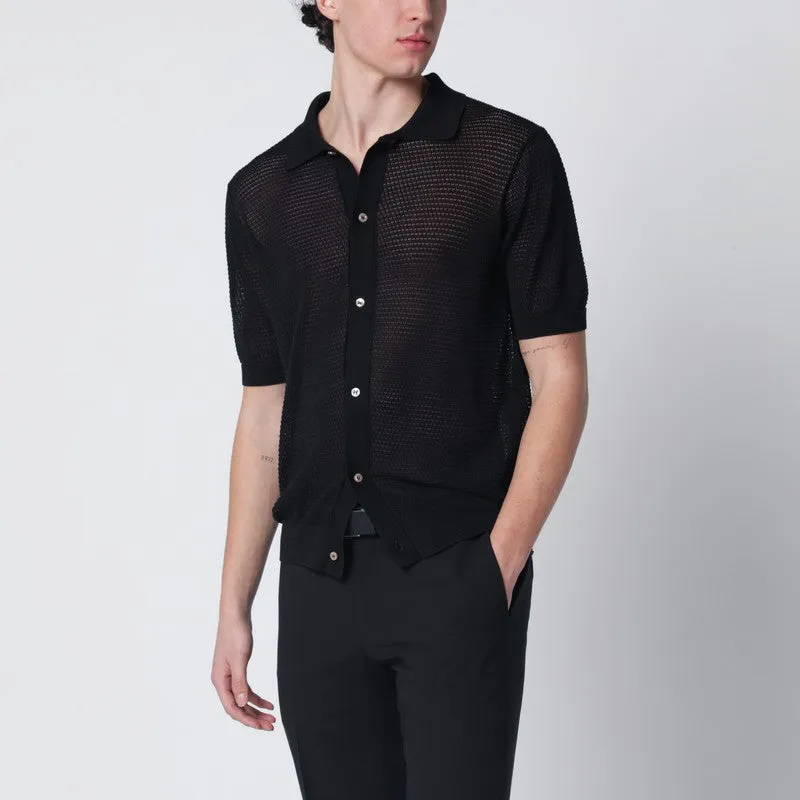 Black Openwork Cotton Cardigan sold by Wanan Luxury