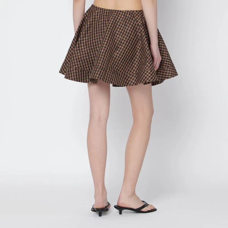 Brown/Black Gingham Flared Mini Skirt sold by Wanan Luxury product image thumbnail 2