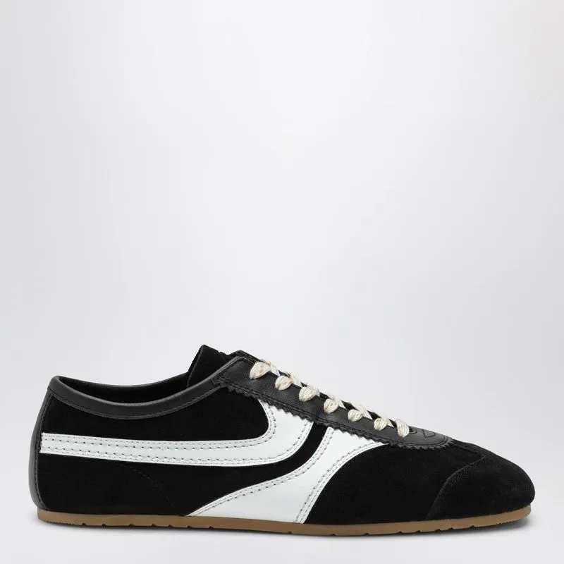 Black/White Leather And Suede Sneakers sold by Wanan Luxury