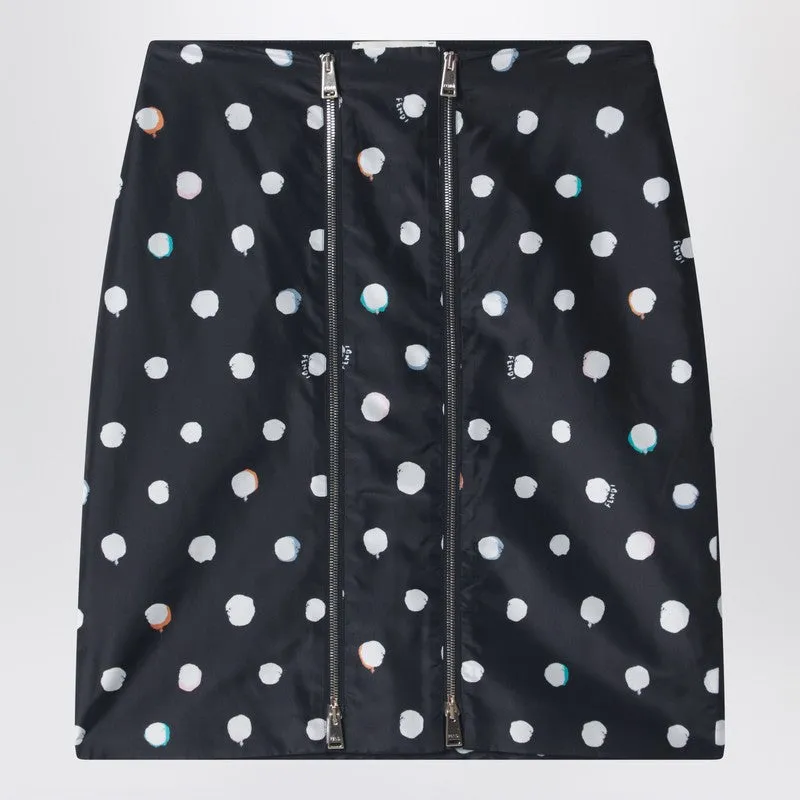 Black Printed Taffeta Skirt sold by Wanan Luxury