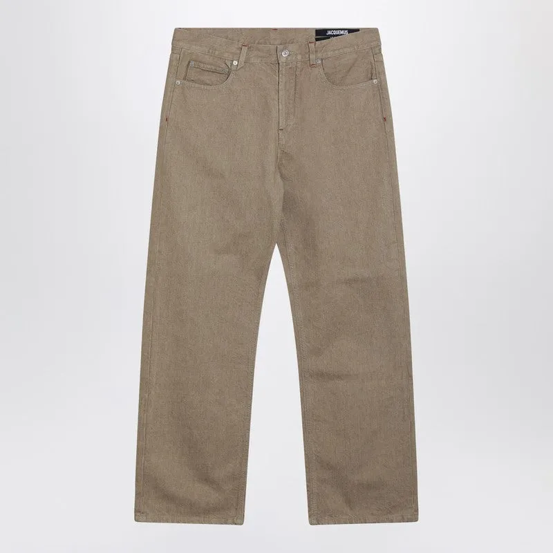 Straight Beige Denim De-Nîmes Trousers sold by Wanan Luxury
