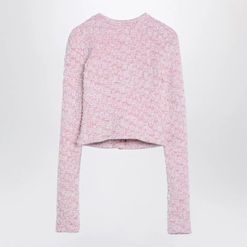 Pink Cotton Blend Tweed Cropped Cardigan sold by Wanan Luxury product image thumbnail 2