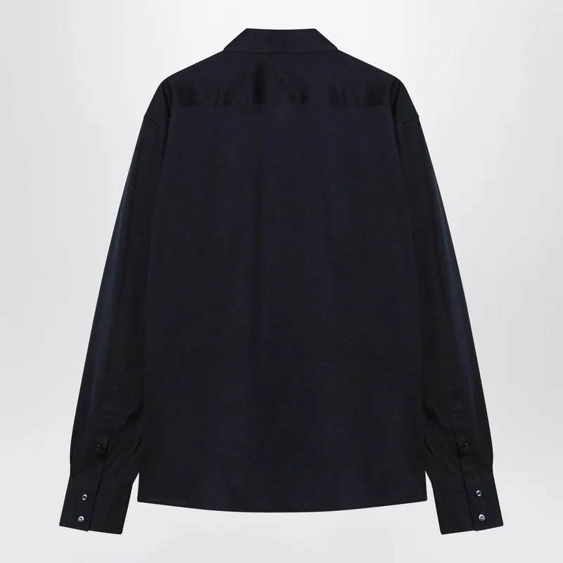 Navy Blue Silk And Cotton Shirt sold by Wanan Luxury product image thumbnail 2