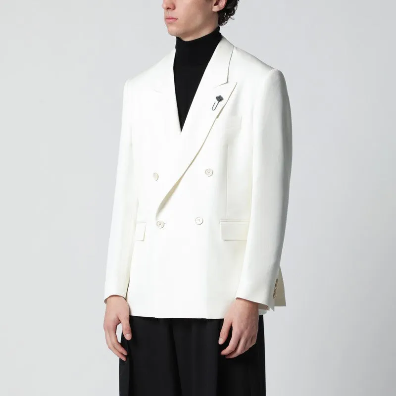 White Viscose Double-Breasted Suit sold by Wanan Luxury
