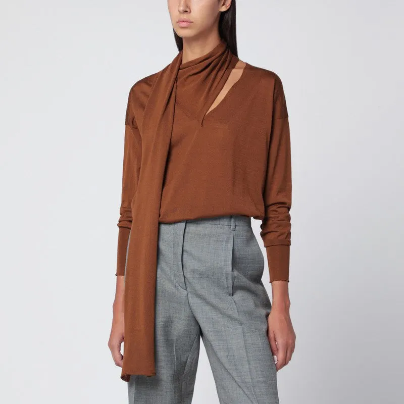 Hazelnut-Coloured Sweater With Scarf sold by Wanan Luxury