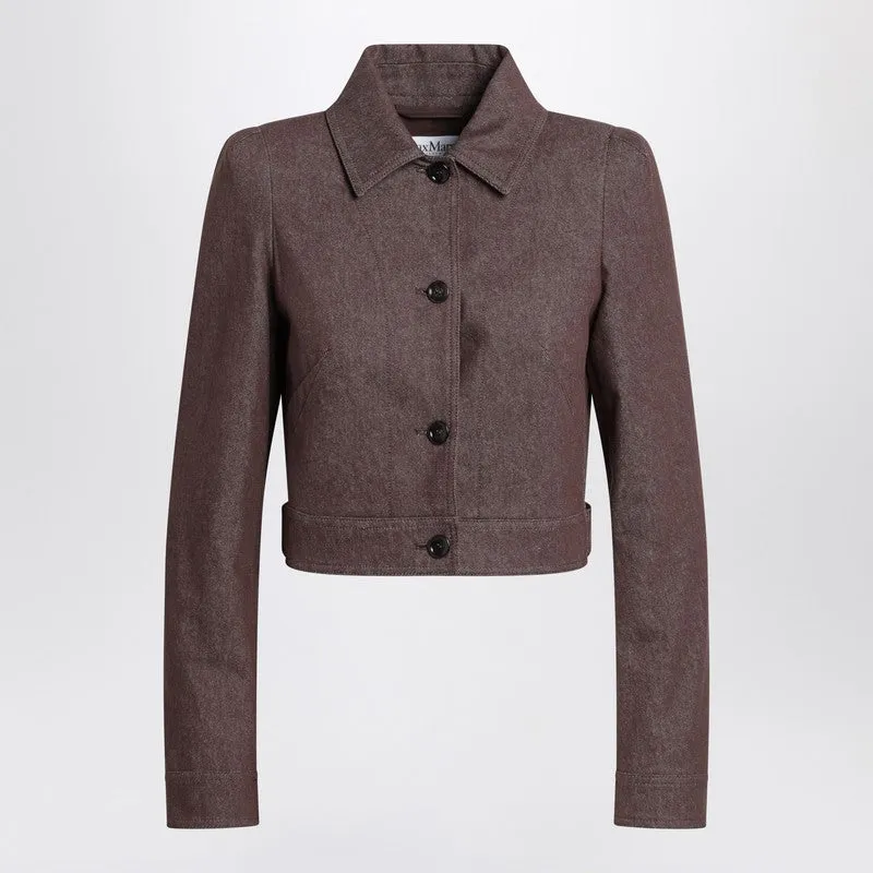 Cropped Brown Denim-Effect Jacket sold by Wanan Luxury